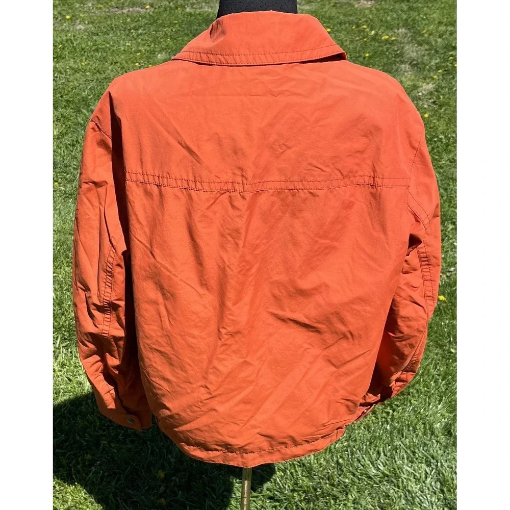 Coach Jacket Womens Small Orange Cotton Blend Full Zip Lined Lightweight Pockets